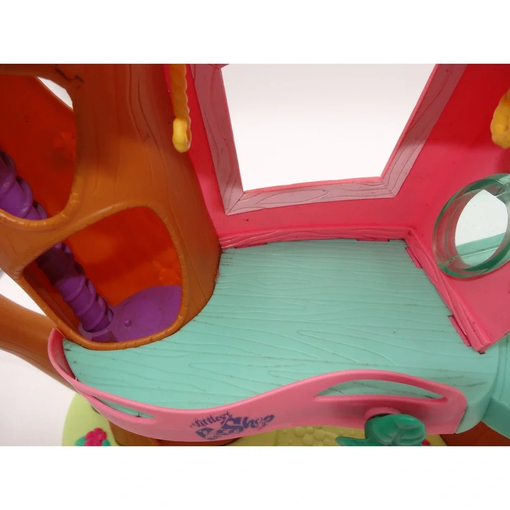 Littlest Pet Shop Treehouse Playset 2007 Hasbro Brown Pink Green Slide
